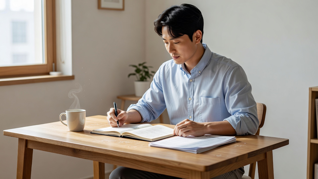 소띠 오늘 운세로 직장운과 금전운 확인하는 모습