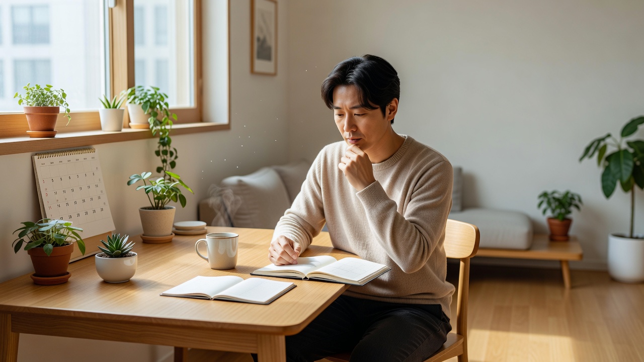 쥐띠 오늘 운세 목차를 정리하는 일상적인 장면