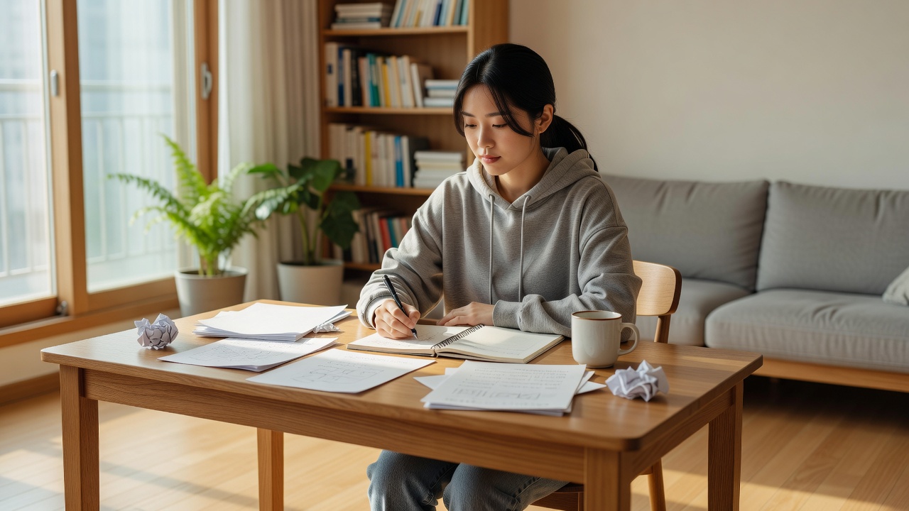 띠별 운세 목차를 정리하는 일상적인 모습