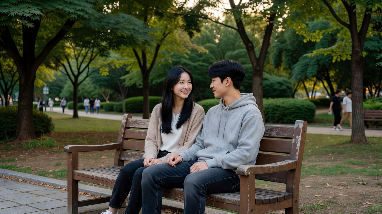 호랑이띠 연애운의 기본 특징을 보여주는 커플의 따뜻한 대화 장면
