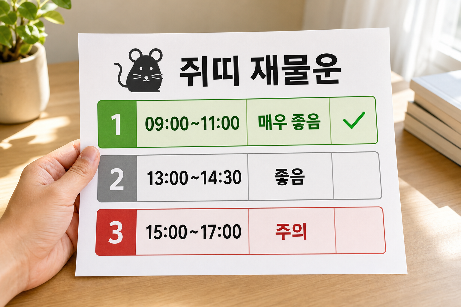쥐띠 오늘 운세 재물운과 주의 시간대 확인하기
